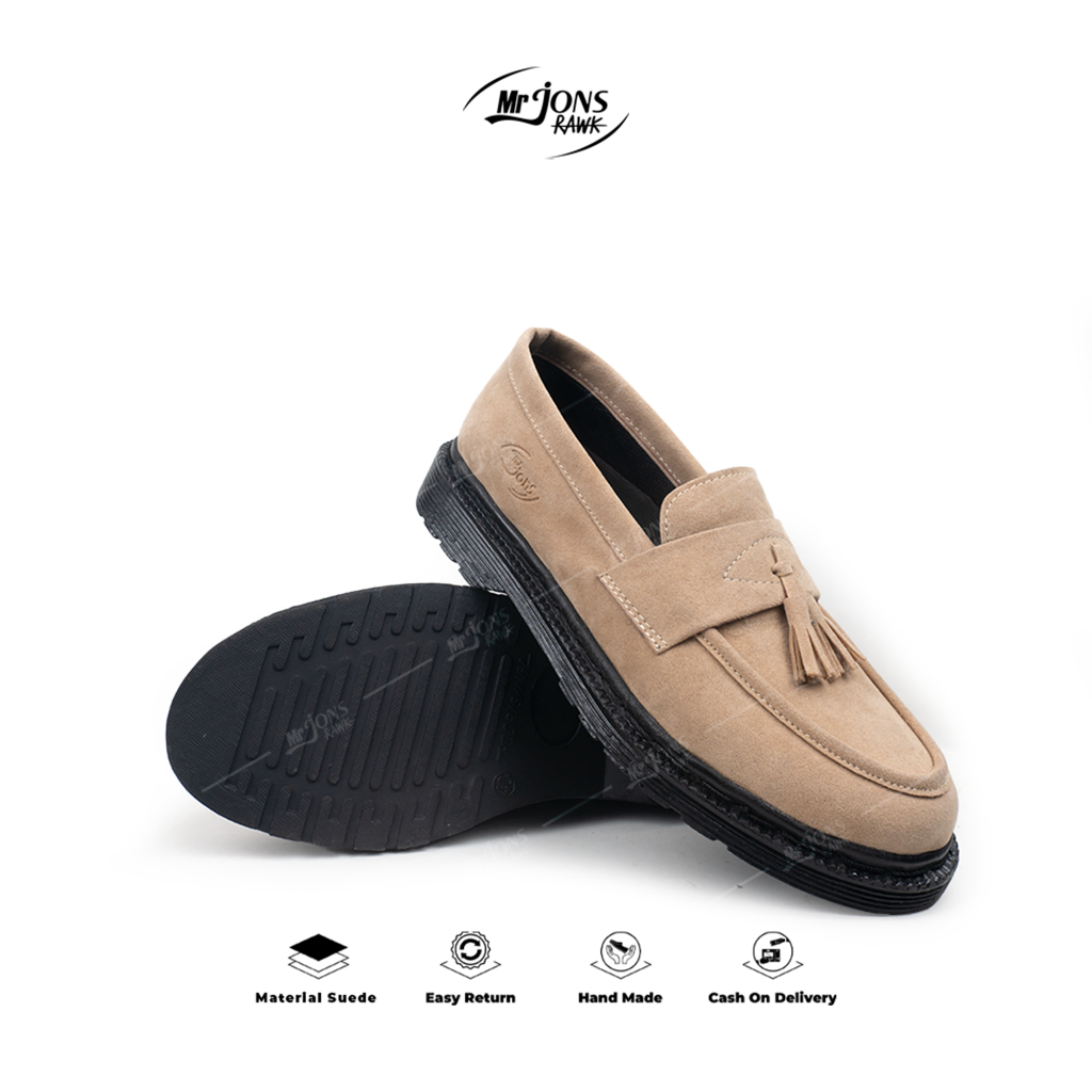 Mr.Jonsrawk Official - Mens Womens Casual Cream Leather Penny Loafers Shoes