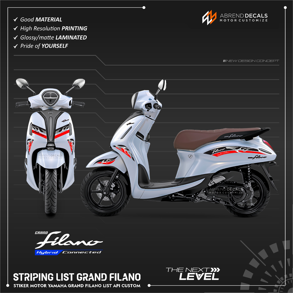 สติ๊กเกอร์ LIST GRAND FILANO Fire CUSTOM/STRIPING Motorcycle YAMAHA GRAND FILANO STOCK DECAL Variati