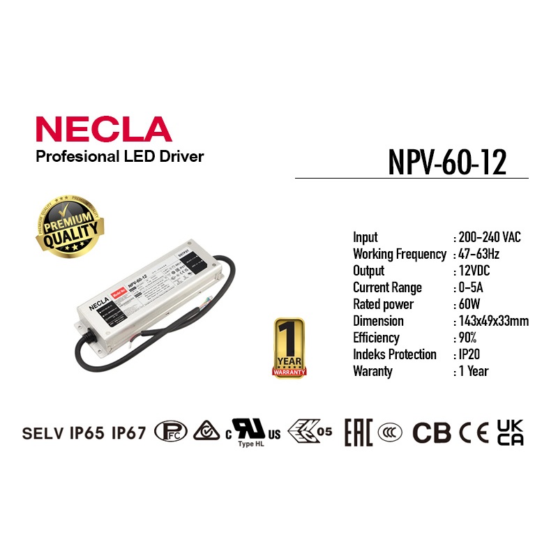 Necla Travo กันน้ํากลางแจ้ง 12V 24V 60W