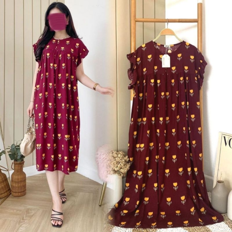 Vinnie Dress Daster Motif Rayon Premium Sleep Pyjamas โดย Tsakina