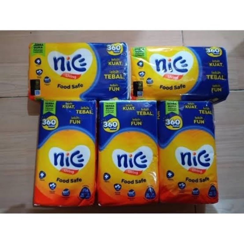 (5PCS PACKAGE) กระดาษเช็ดหน้า NICE 2ply 180s / กระดาษเช็ดหน้า 180 แผ่น