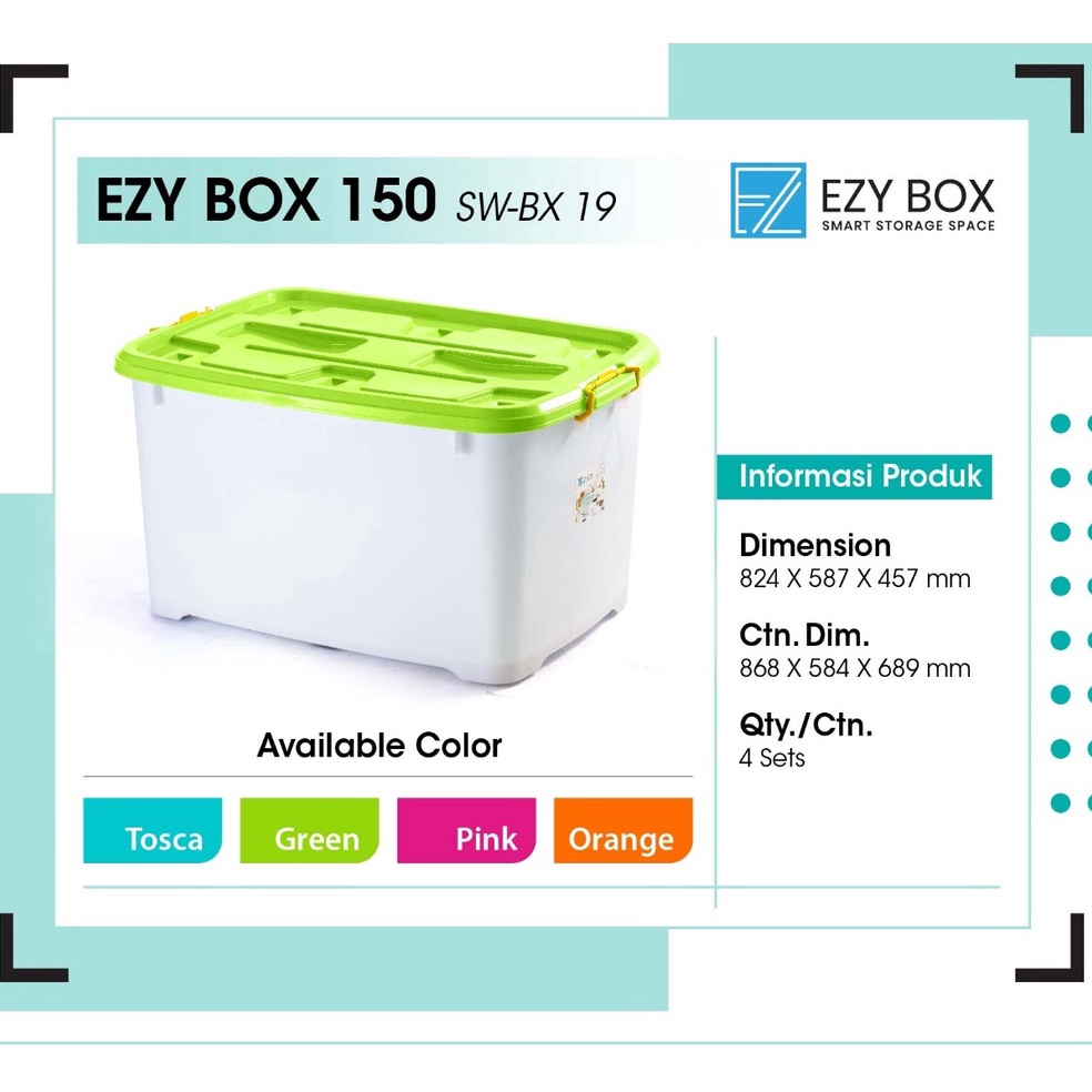 Very Good Ezy Box กล่องพลาสติกคอนเทนเนอร์ 128 13 148 15 168 ลิตรขนาดใหญ่ JUMBO กล่องเก็บ