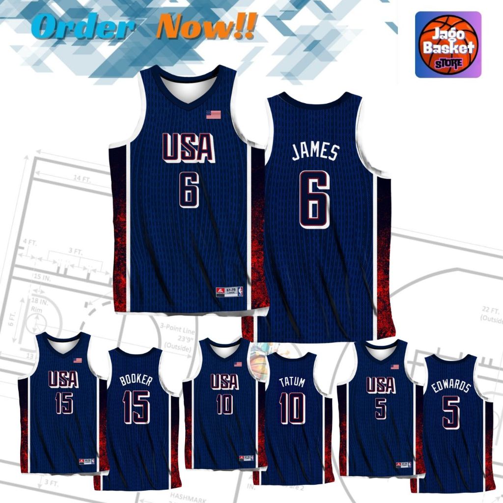 เสื้อบาสเก็ตบอลทีม US4 Olympic 2024 - ประถม
