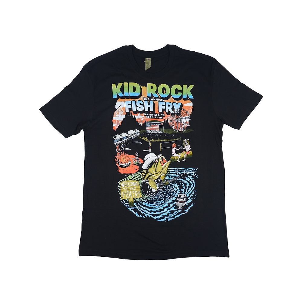 Kid Rock Tee Fish Fry Tshirt สีดํา