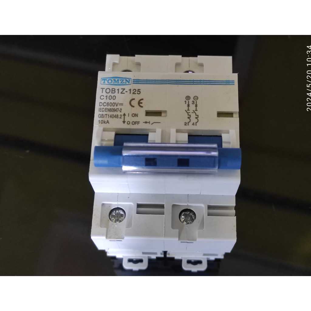 Dc MCB Mini Circuit Breaker 100A 2P แผงพลังงานแสงอาทิตย ์ PV ระบบ Max 600V DC