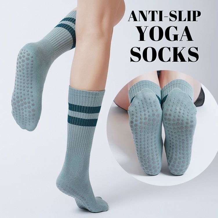 CODE L89O YS1 ถุงเท้าโยคะ ถุงเท้าโยคะสตรี ถุงเท้าโยคะ ANTI-SLIP, CALF LENGTH, ผ้าขนหนูนําเข้า