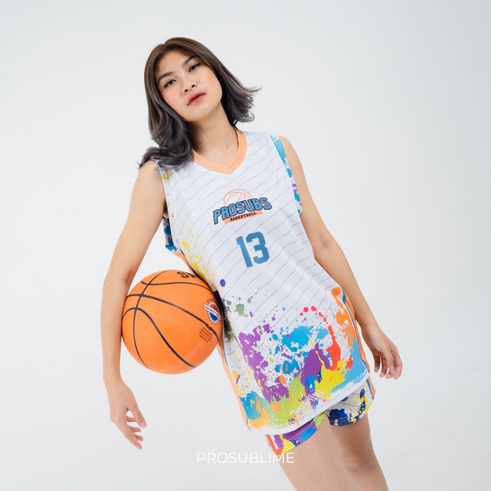 CODE S97F เสื้อบาสเก็ตบอล SPLASH ON WHITE BASKETBALL Jersey PROSUBS เสื้อบาสเก็ตบอลสําหรับบุรุษและสต