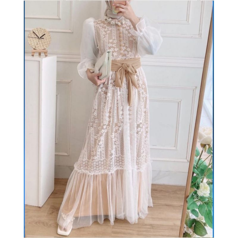 PREMIUM MATERIAL / DBest Premium Gamis Mita Full Brocade Full Lining พร้อม 4 ขนาด