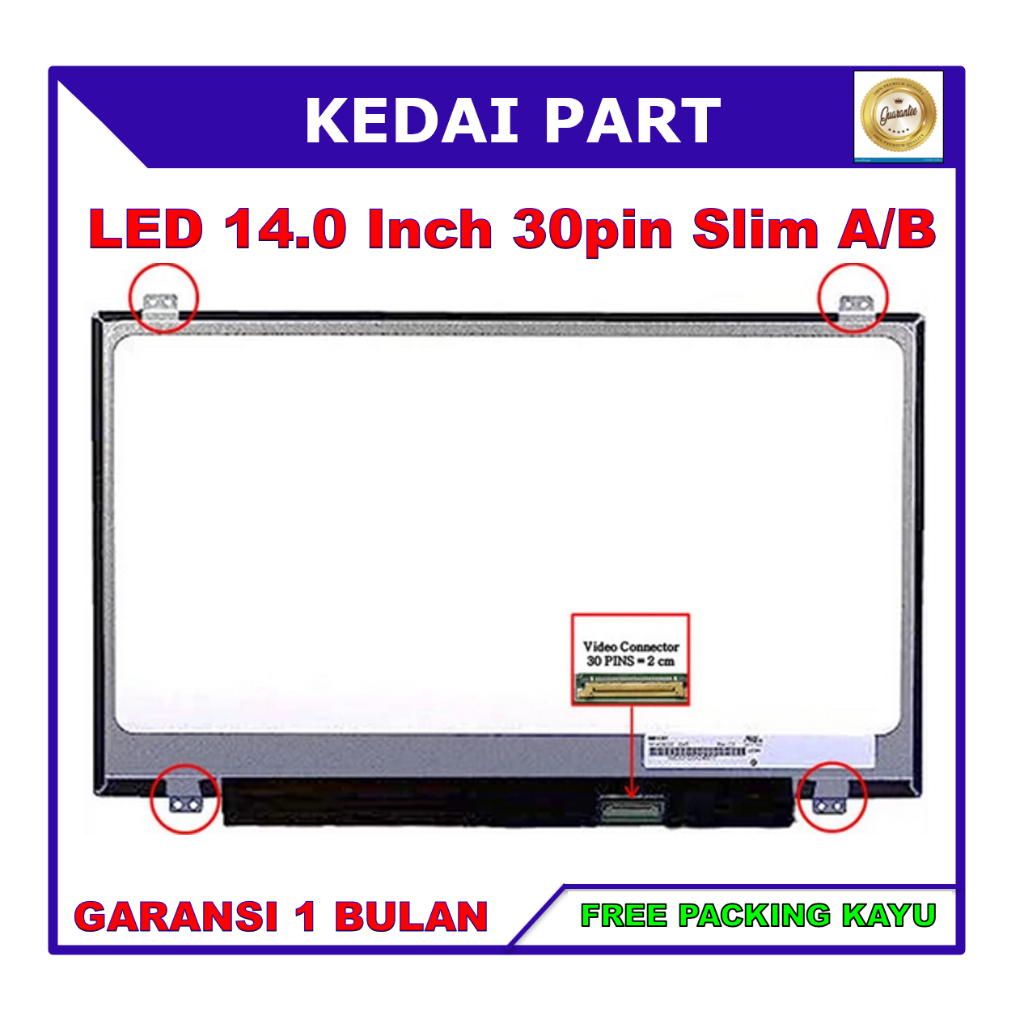 LCD LED แล็ปท็อป N140BGA-EB3 NT140WHM-N31 14.0 นิ้ว 30 Slim