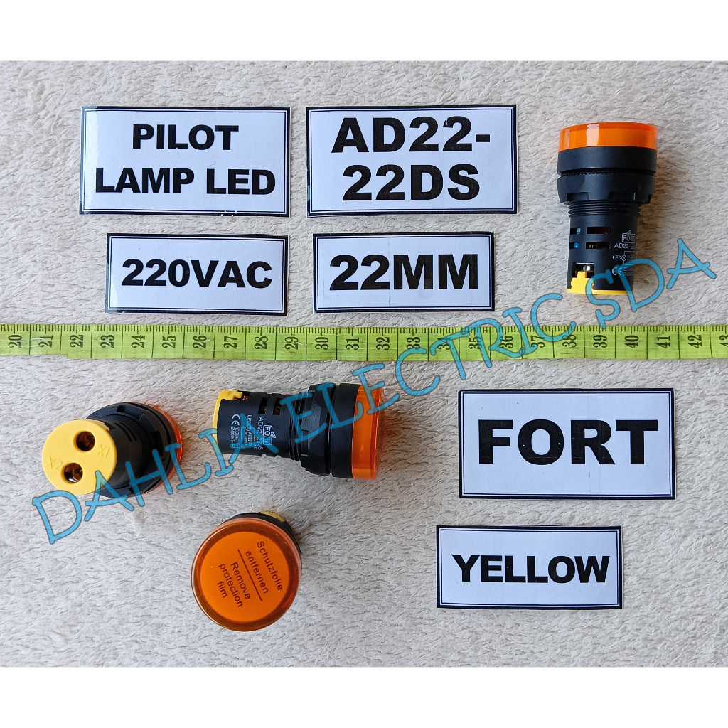 PILOT LAMP LED 22MM 220VAC AD22-22DS สีเหลือง FORT