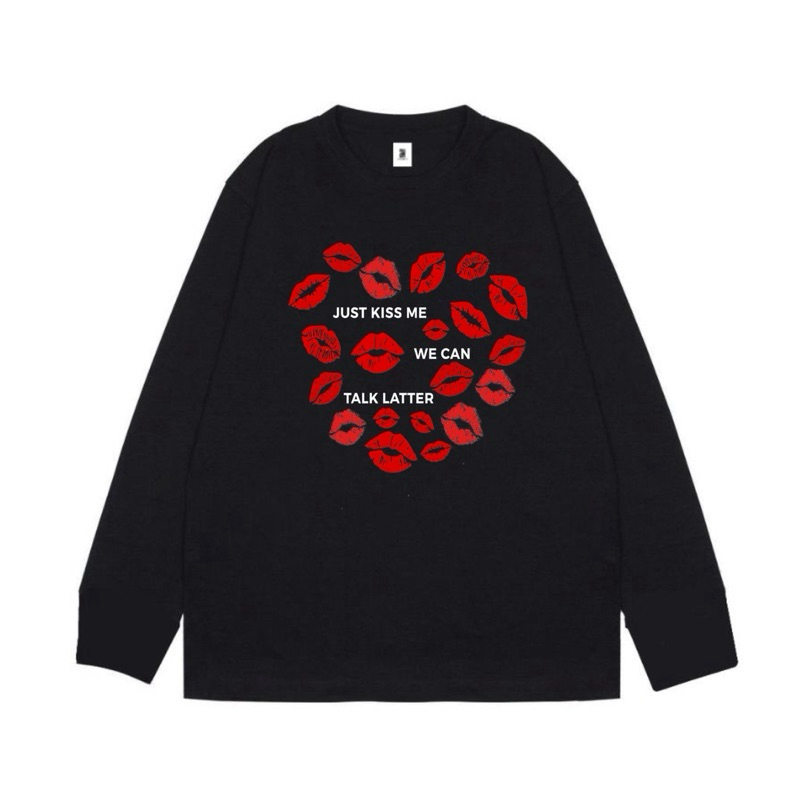 เสื้อยืด Zéigarnik Long slave Just kiss me Black n White Combed 24s