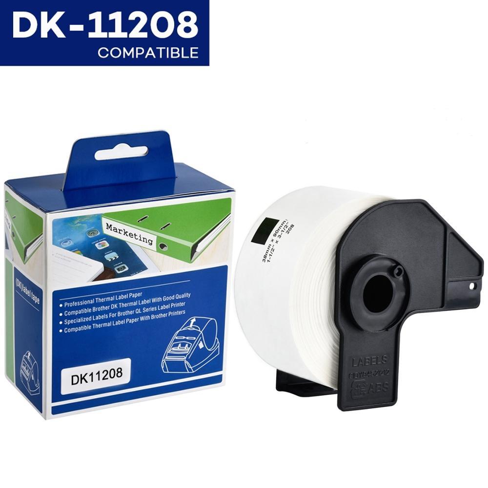 DK-11208 ใช้งานร่วมกับ Brother เครื่องพิมพ์ฉลากความร้อน DK 11208 DK 208 Die-Cut Standard Address ป้า