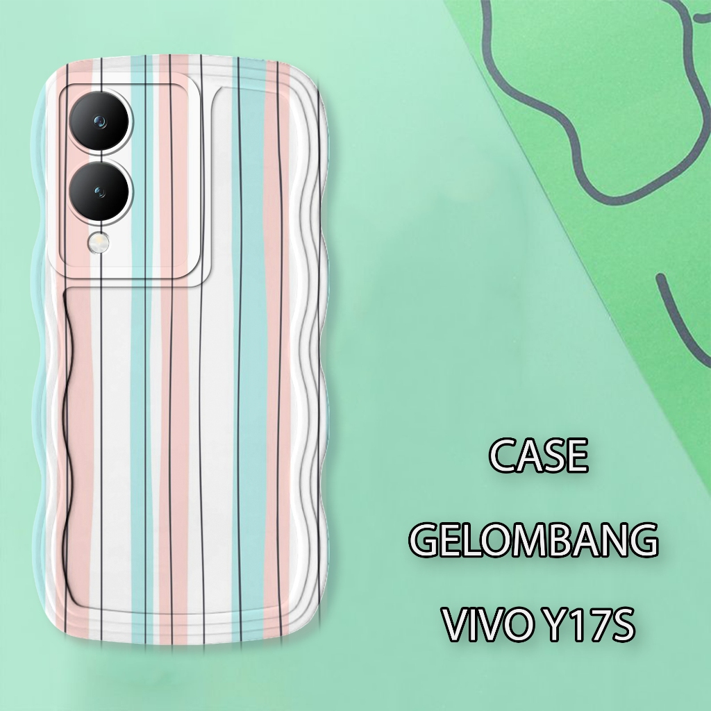 Soft Case WAVE Hp VIIVO Y17S - Pro Camera Case - Fashion Case Striped Motif - เคสโทรศัพท์มือถือ & Sk