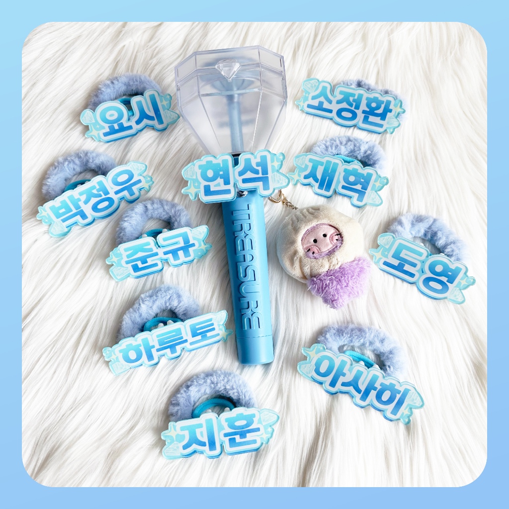 Treasure lightstick อะคริลิคชื่อ Deco พร้อม Scrunchie ~ Teulight Deco ~ Charm lightstick ตกแต่ง