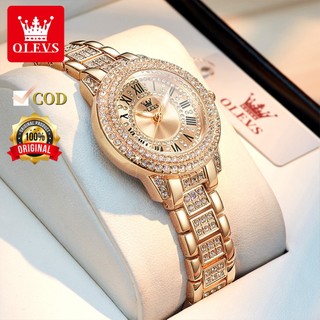 OLEVS Jam Tangan Wanita Original Anti Air Tahan Korean Fashion Diamond Face Modern High Quality Cod