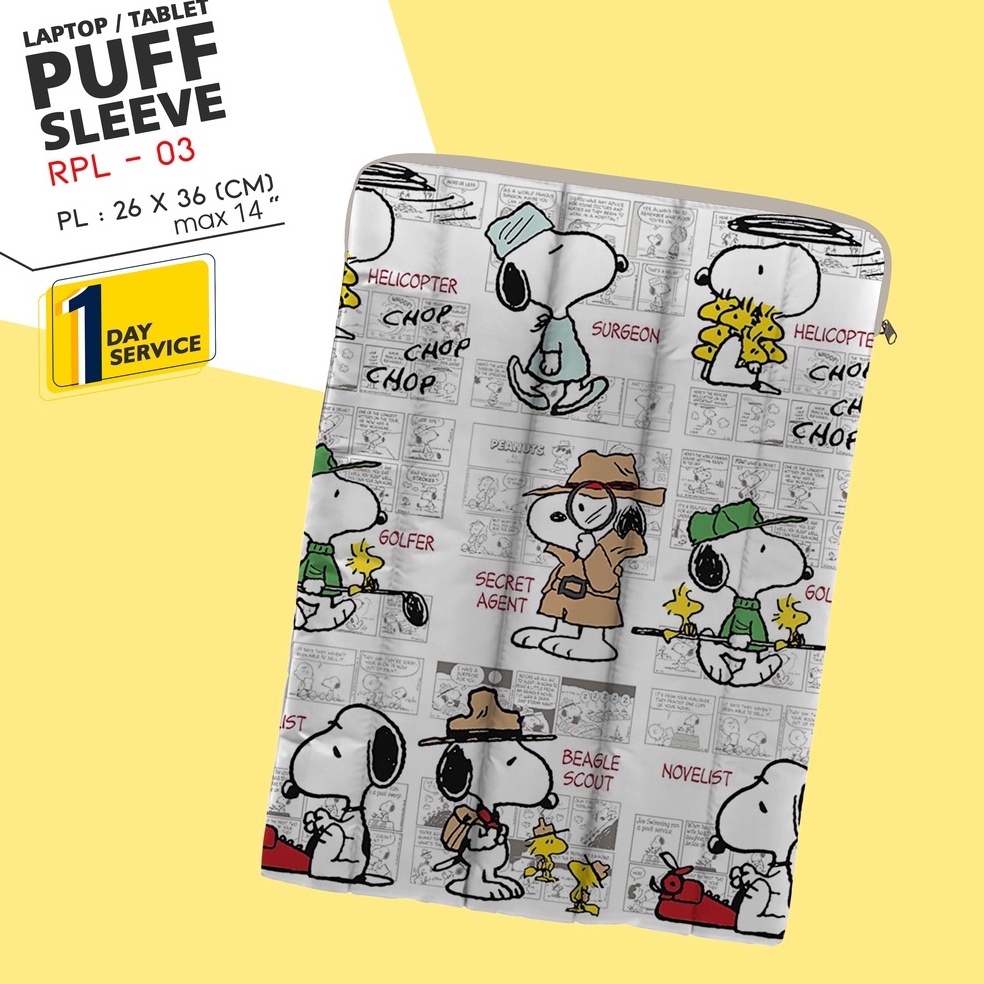 MNK l PUFFY LAPTOP SLEEVE PUFFY LAPTOP PUFFY BAG POUCH LAPTOP snoopy agent โดย Manukashop l