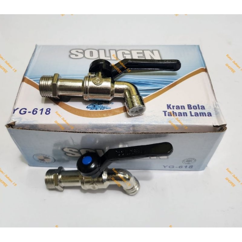 SOLIGEN ก๊อกน้ําลูกเหล็ก GG สีดํา - ก๊อกน้ําเหล็กด้ามดํา YG - 168 1/2" นิ้ว