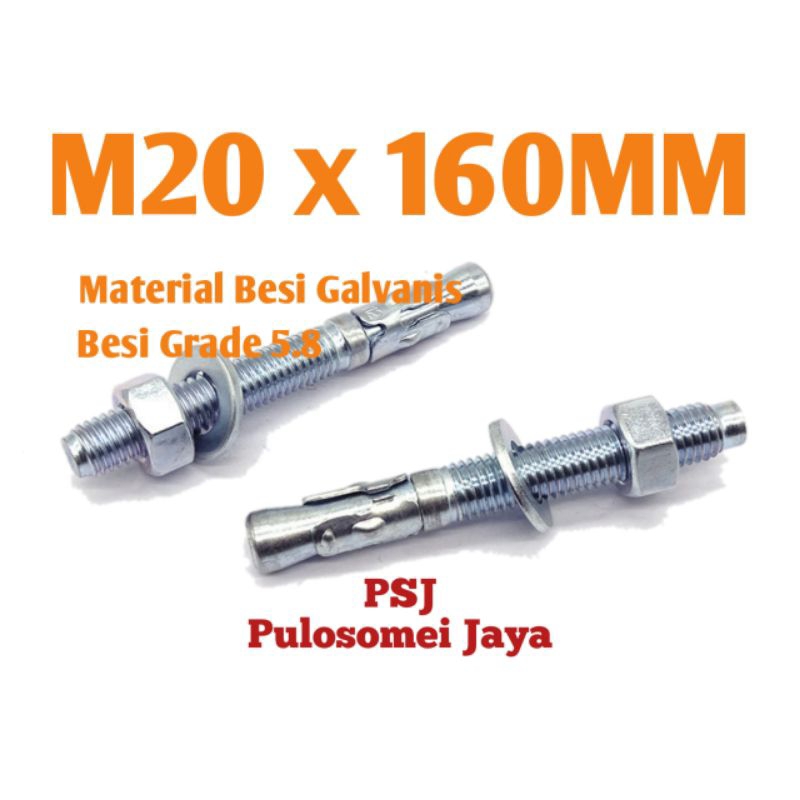 Trubolt M20 x 160 Anchor / สมอลิ่ม M20 x 160 สังกะสี