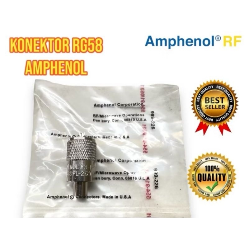AMPHENOL PL259 RG58 Connector สําหรับ RG-58 PL สายเสาอากาศชาย