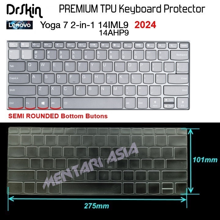 ตัวป้องกันคีย์บอร์ด Lenovo Yoga 7 2-in-1 14IML9 14AHP9 (2024) - DrSkin PREMIUM TPU