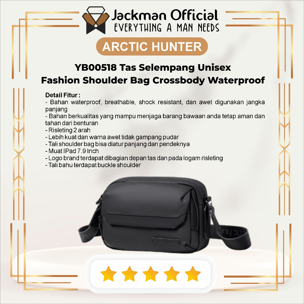 ARCTIC HUNTER YB00518 กระเป๋าสะพายแฟชั่น Unisex กระเป๋าสะพายข้างกันน้ํา