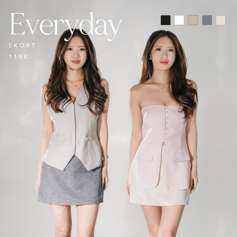 Everyday Skort -- ลาย Ocha Wear X Valerie | กระโปรงกางเกงผู้หญิง | กางเกงเสื้อผ้าลําลอง