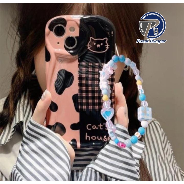 GL039 กรณีพรีเมี่ยมละลายลูกแมวสร้อยข้อมือ Softcase/ปลอก Hp สําหรับ Oppo A5 5G A5i PRO A5 2025 A74 A9