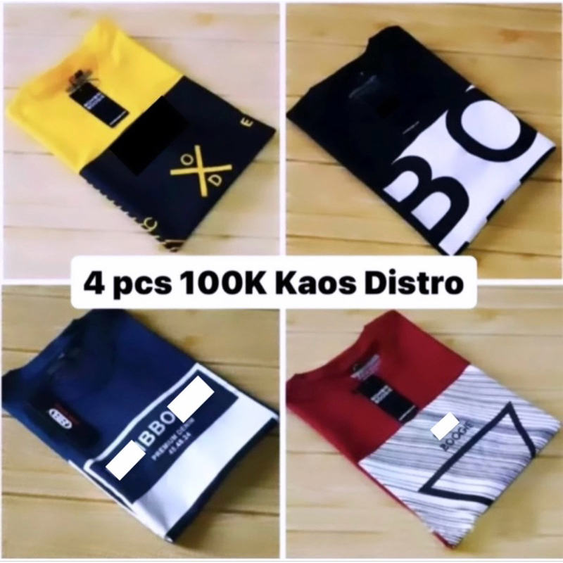 Katun ขายส่ง | 100rb แพ็คเกจเสื้อยืด Distro สําหรับผู้ชาย 4 ชิ้น | วัสดุกึ่งคอตตอนพรีเมี่ยม | แพคเกจ