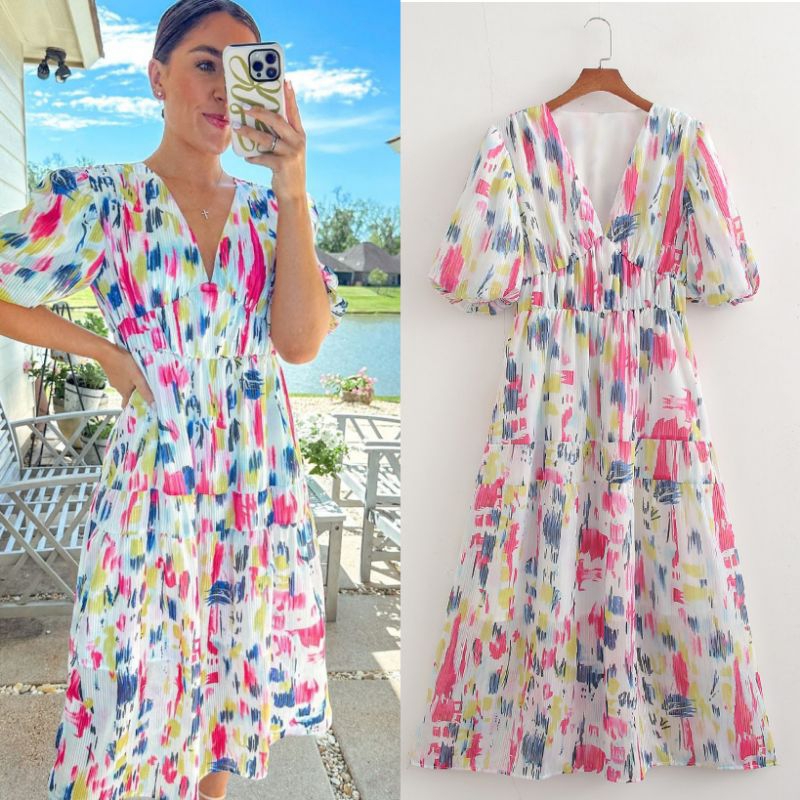 แม็กซี่เดรสคอวีหลากสี 75272