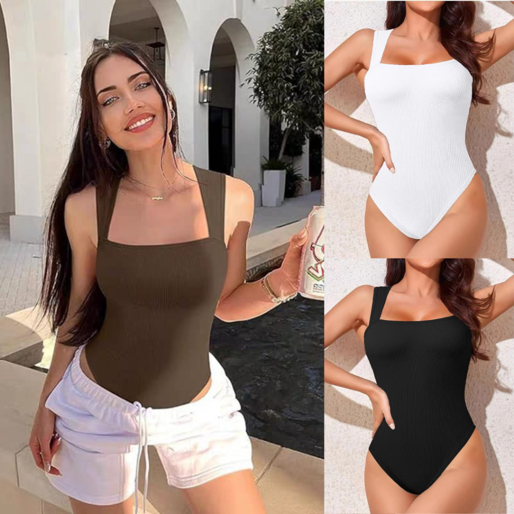 Oppa Style Shop JS005 บอดี้สูท U คอแขนกุด Jumpsuit SportBody Shaping โยคะยิมว่ายน้ํา