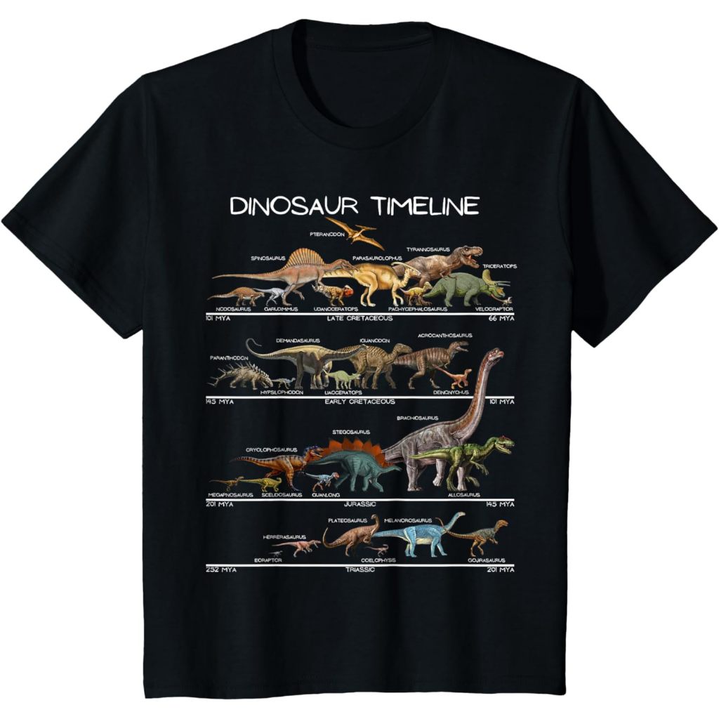เสื้อยืดเด็ก Dinosaur Timeline Dino Evolution เสื้อยืด Palliontology ประวัติศาสตร์