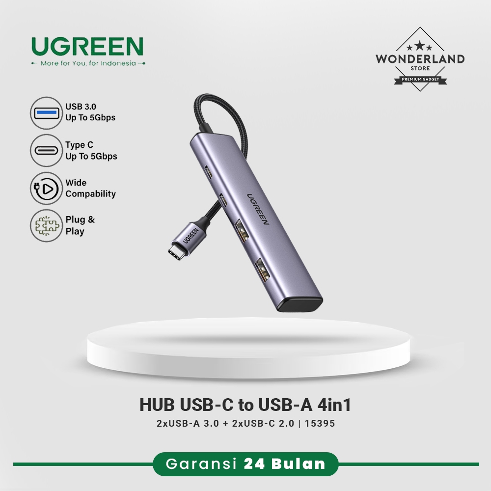 Ugreen Adapter HUB USB-C to USB-A 3.0+USB-C 2.0 5GBPS ความเร็วสูง 15395 - Wonderland Store Malang