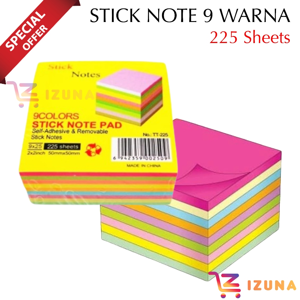 IZ - ATK017 DAVIS STICKY NOTE MEMO 9 สี / STICK NOTE PAD 9 สี / DAVIS STICK / MEMO STICK / STICK / S