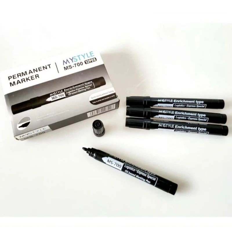 MYSTYLE MS-700 ปากกามาร์กเกอร์ถาวร (12 ชิ้น)