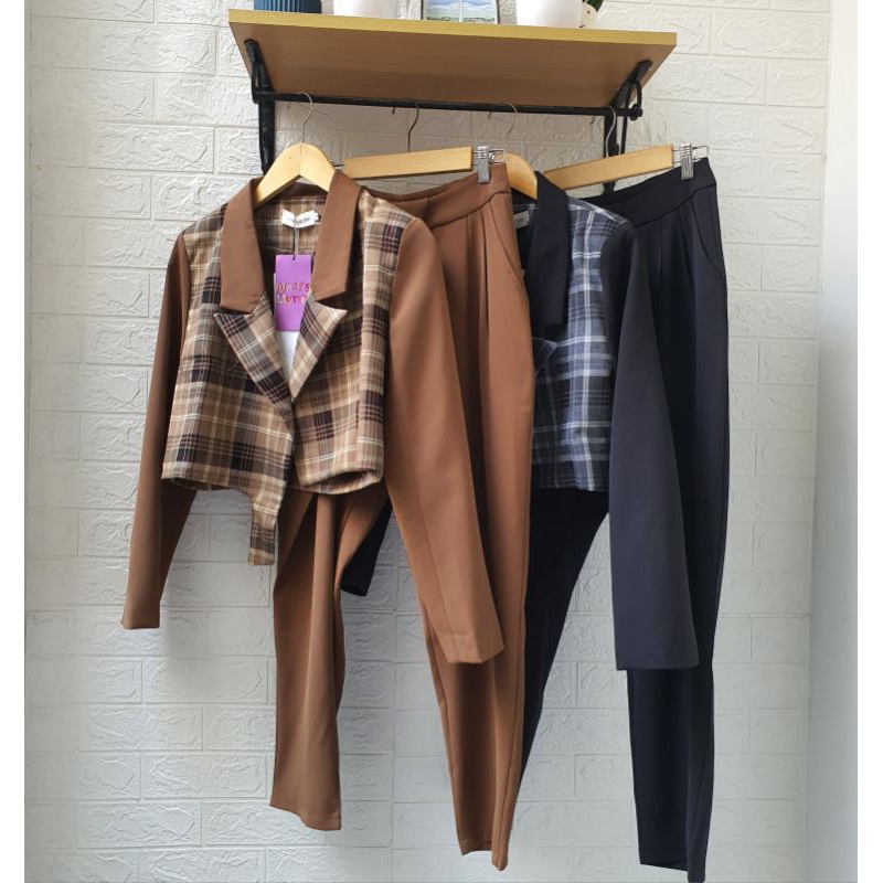 One Set - กางเกง Blazer Mix Premium Moscrepe [ OS 94 ]