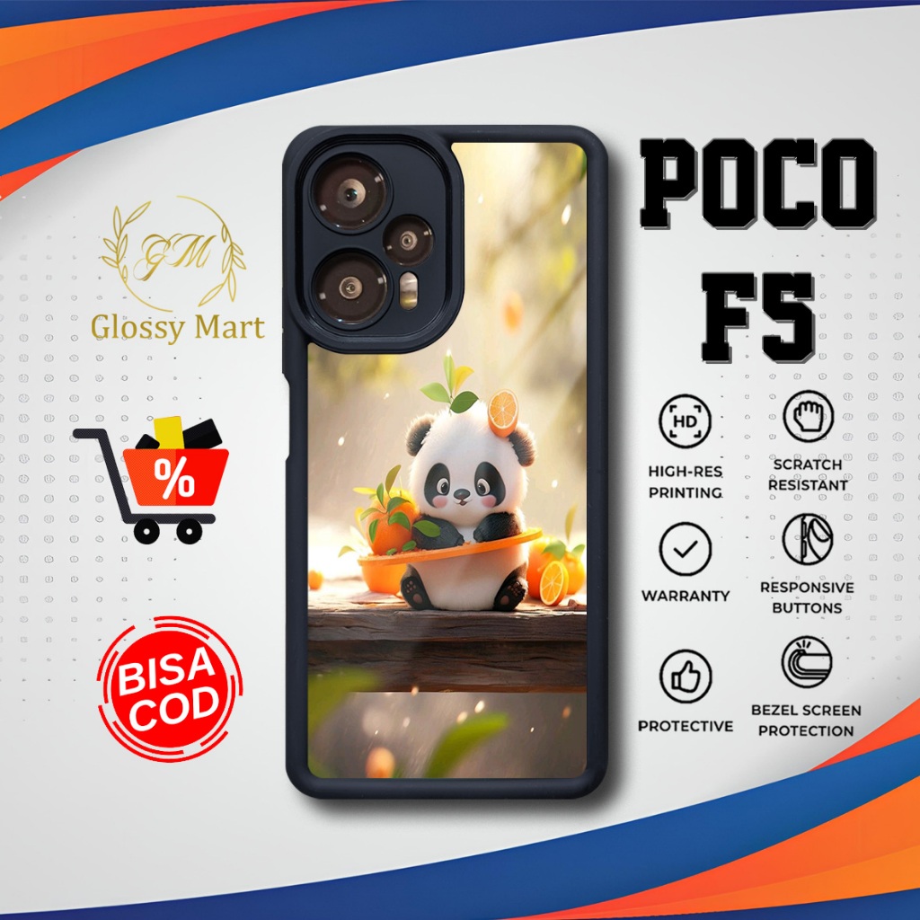 เคส P0C0 F5 ล่าสุด - P0C0 F5 - Cute Panda Motif - เคส Premium Glossy Softcase Hardcase Material - P0