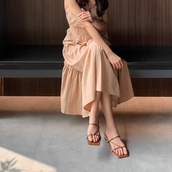 EVOL Noodle Heels I Strap Sandals - Block Heels - Strap Heels