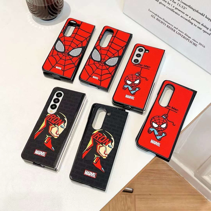 SAMSUNG น่ารักกรณีSamsung Zfold7 Zflip7 Spiderman Ironman Spider Web Superhero Marv * el Iron Man Ja
