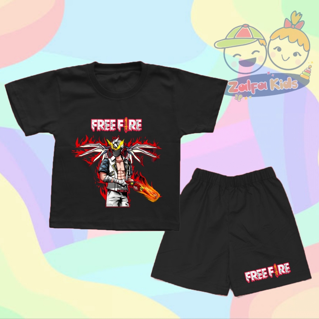 ชุดเด็กเสื้อยืดและกางเกง FREE FIRE NEW DESIGN