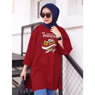 Kaos Oversize Wanita 17 Agustus  / Oversize Slit Blouse Gambar DTF / Digital Print