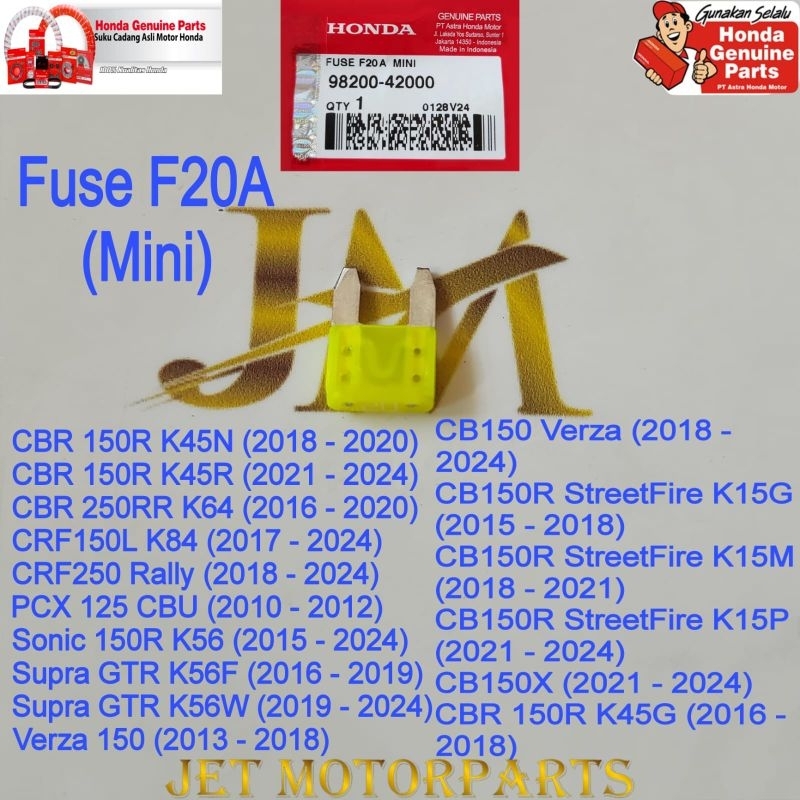 9820042000 Original Honda AHM F20A Mini CB 150 Verza CB 150R CBR 150R ฟิวส์โซนิค
