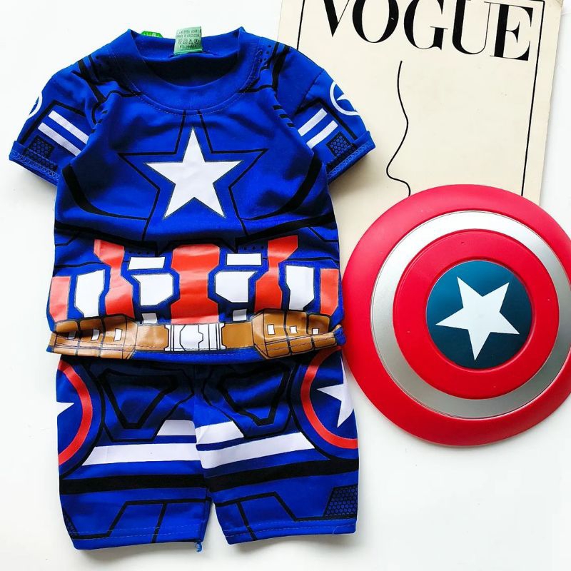 CAPTAIN AMERICA COSTUME FOR CHILDREN WITH MASK SHIELD FOR AGES 1-10 ปี