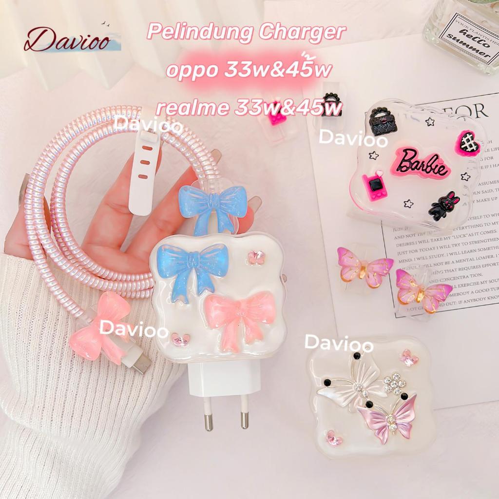 การออกแบบใหม่ Oppo & Realme Charger Protector 33w&45w&15w Crystal Pattern Cable Protector & Charger Head