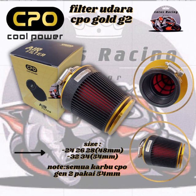 CPO racing G2 pwk Pe 24 26 28 30 32 34 มม.cnc big jumbo กรองอากาศ กรองแอร์คาร์บูเรเตอร์เคลือบโฟม
