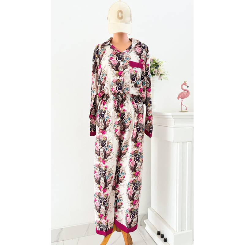 OWL PAJAMAS OWL PAJAMAS ของขวัญแฟชั่น PAJAMAS ยาวผู้ใหญ่ PAJAMAS