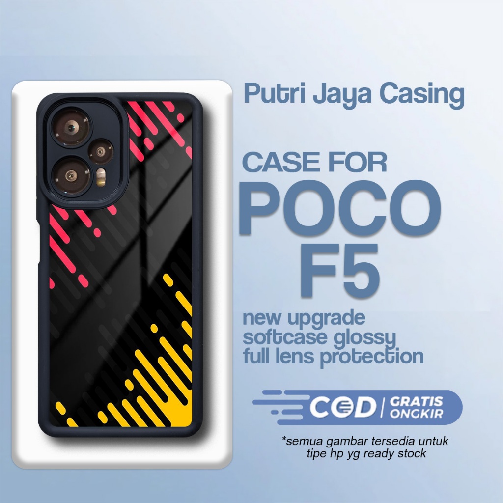 ล่าสุด P0C0 F5 Case - P0C0 F5 - รูปแบบนามธรรม Motif - Premium Glossy Softcase Hardcase Material - P0