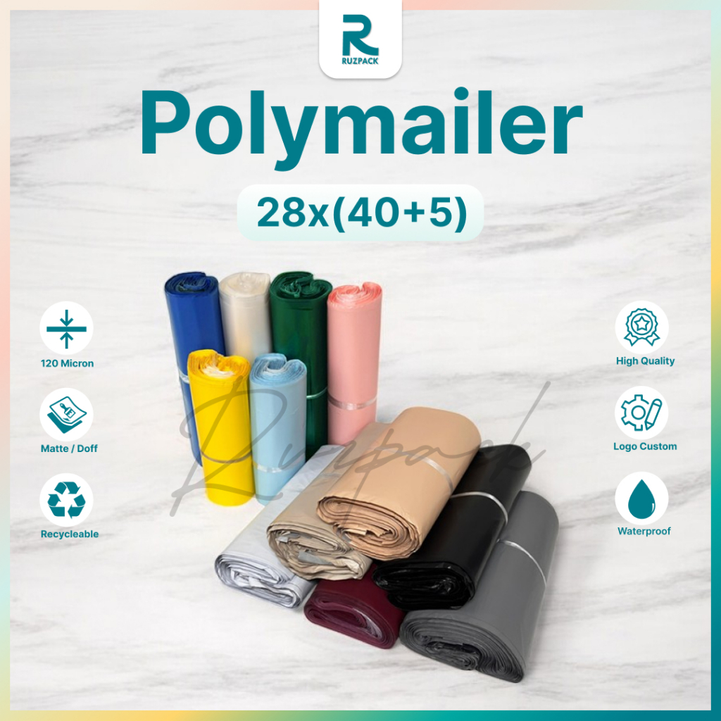 28 x 40 +5 ซม. Polymailer Polybag PE Recycle Plastic Packing Bag (+-100 ชิ้น)