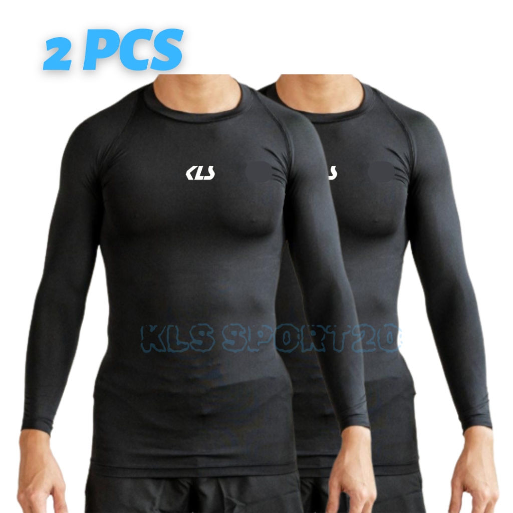 2 ชิ้น KLS แขนยาว Cuffs ไม่มีรูนิ้วยืดหยุ่นคอสั้นกีฬา Baselayer