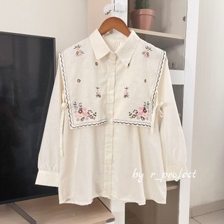 KEMEJA BORDIR BAHAN LINEN - Ukuran S M L XL XXL XXXL 5L - Kemeja Jumbo - Atasan Wanita Jumbo - Narika shirt - kemeja wanita lengan panjang by r_projectk