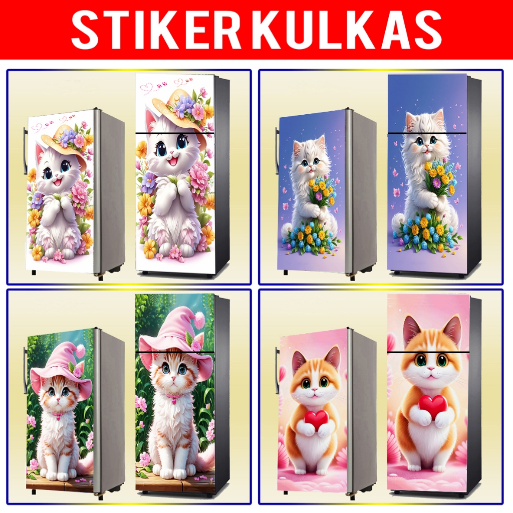 สติ๊กเกอร์ 1 ประตู, สติ๊กเกอร์รีเซ็ตประตู, สติ๊กเกอร์ 2 ประตู, สติ๊กเกอร์แมว MOTIF REFRIGERATOR WALLPAPER